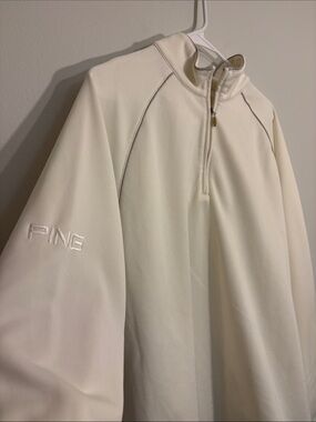 PING Men's Cream Quarter-Zip Performance Pullover